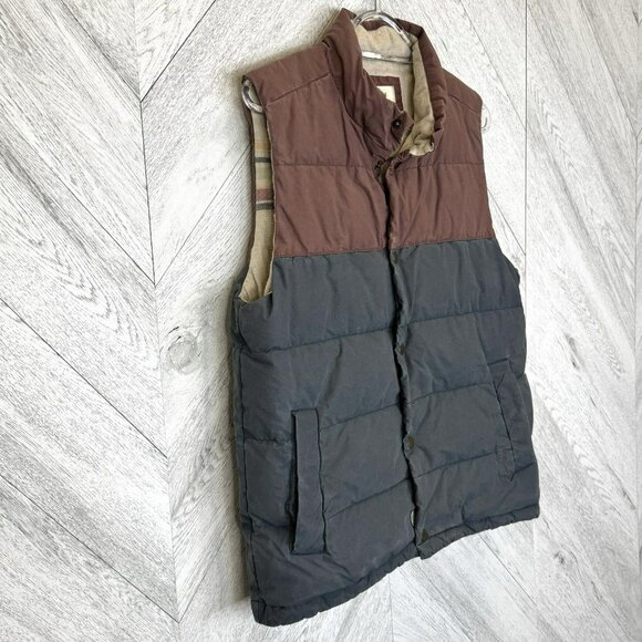 Marine Layer Puffer Vest Mens Size Small Flannel Lined Down Fill Snap Front - Picture 2 of 8